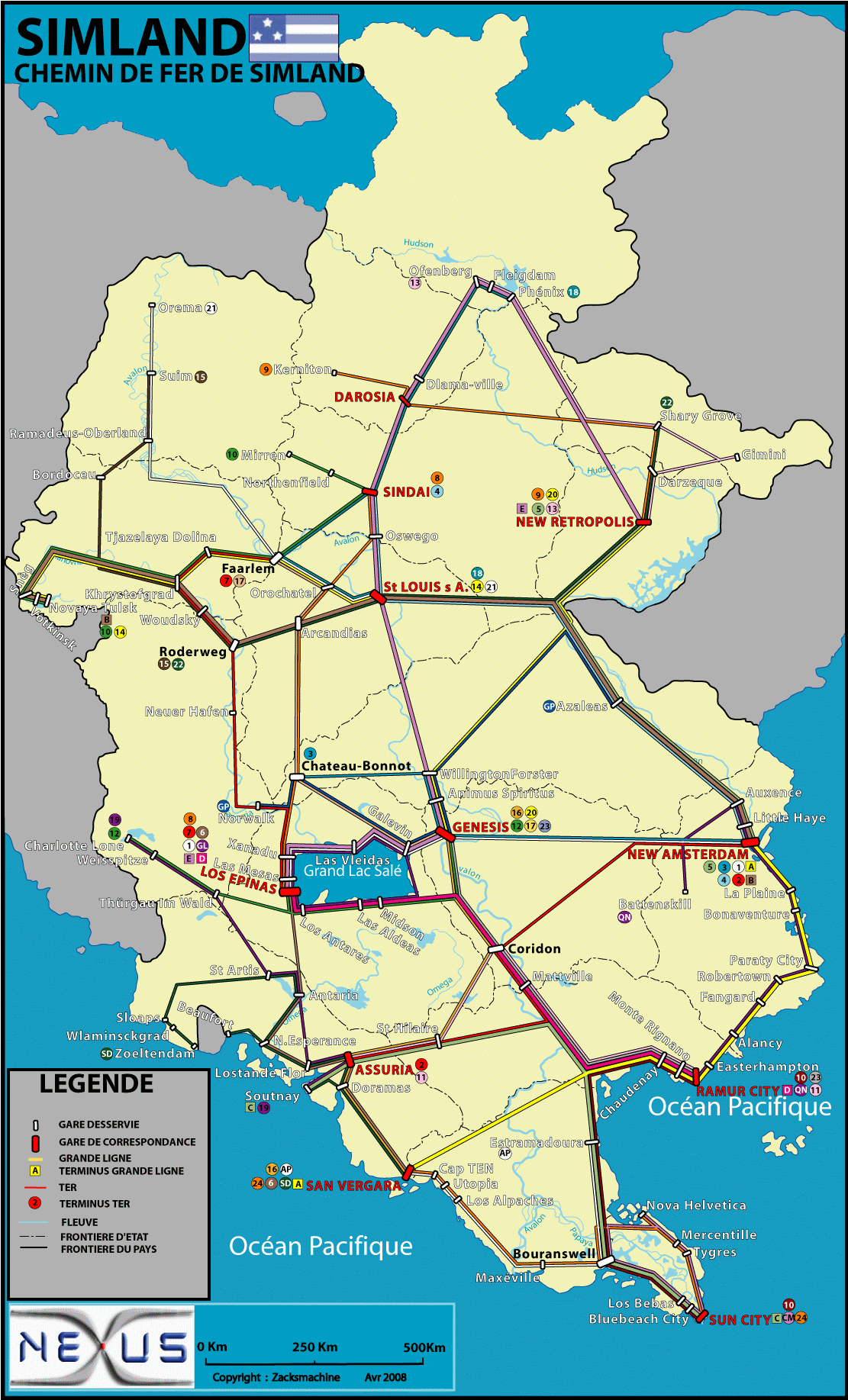 La carte du réseau TER Simlandais.