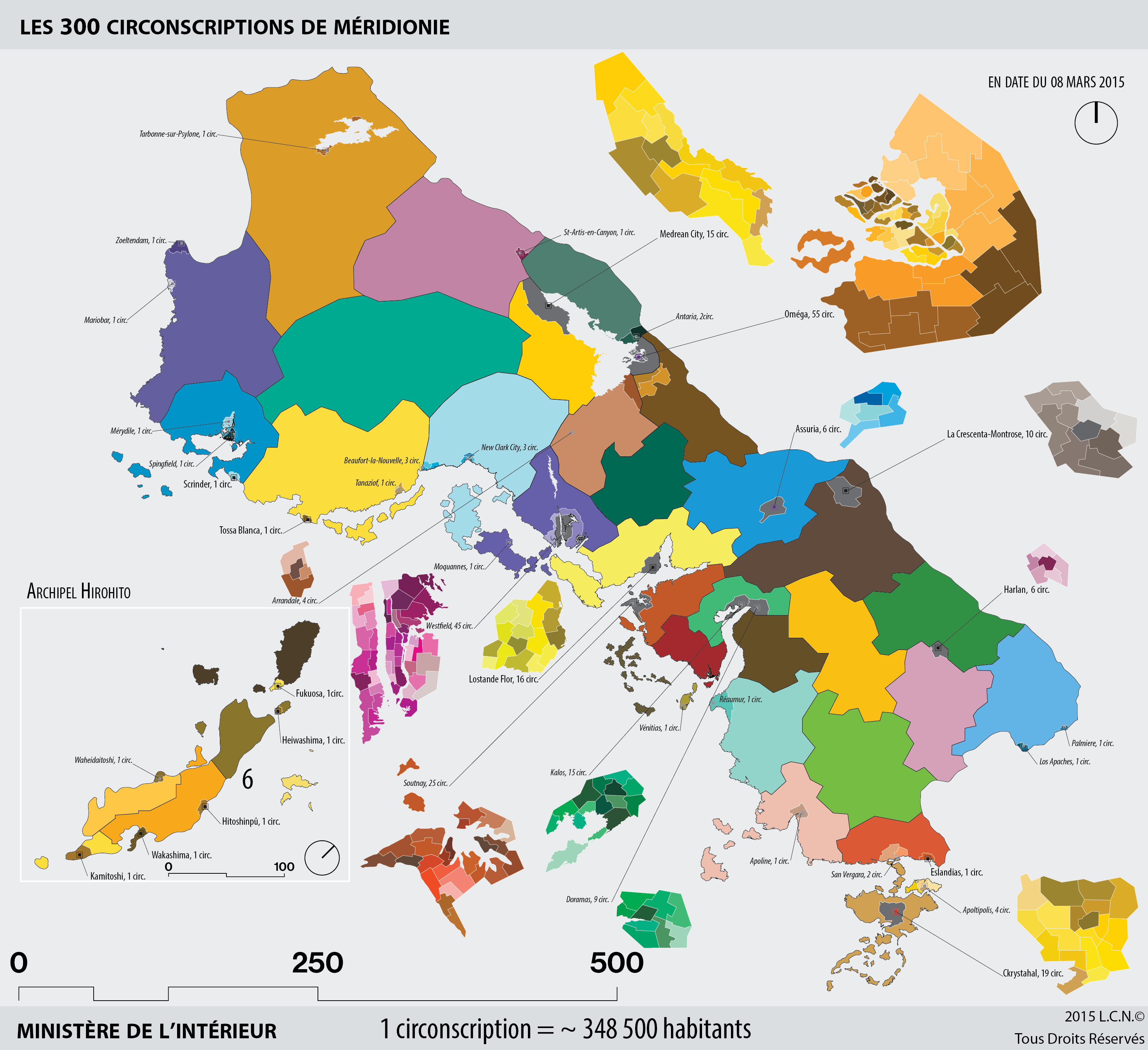Les 300 circonscriptions le 8 mars 2015