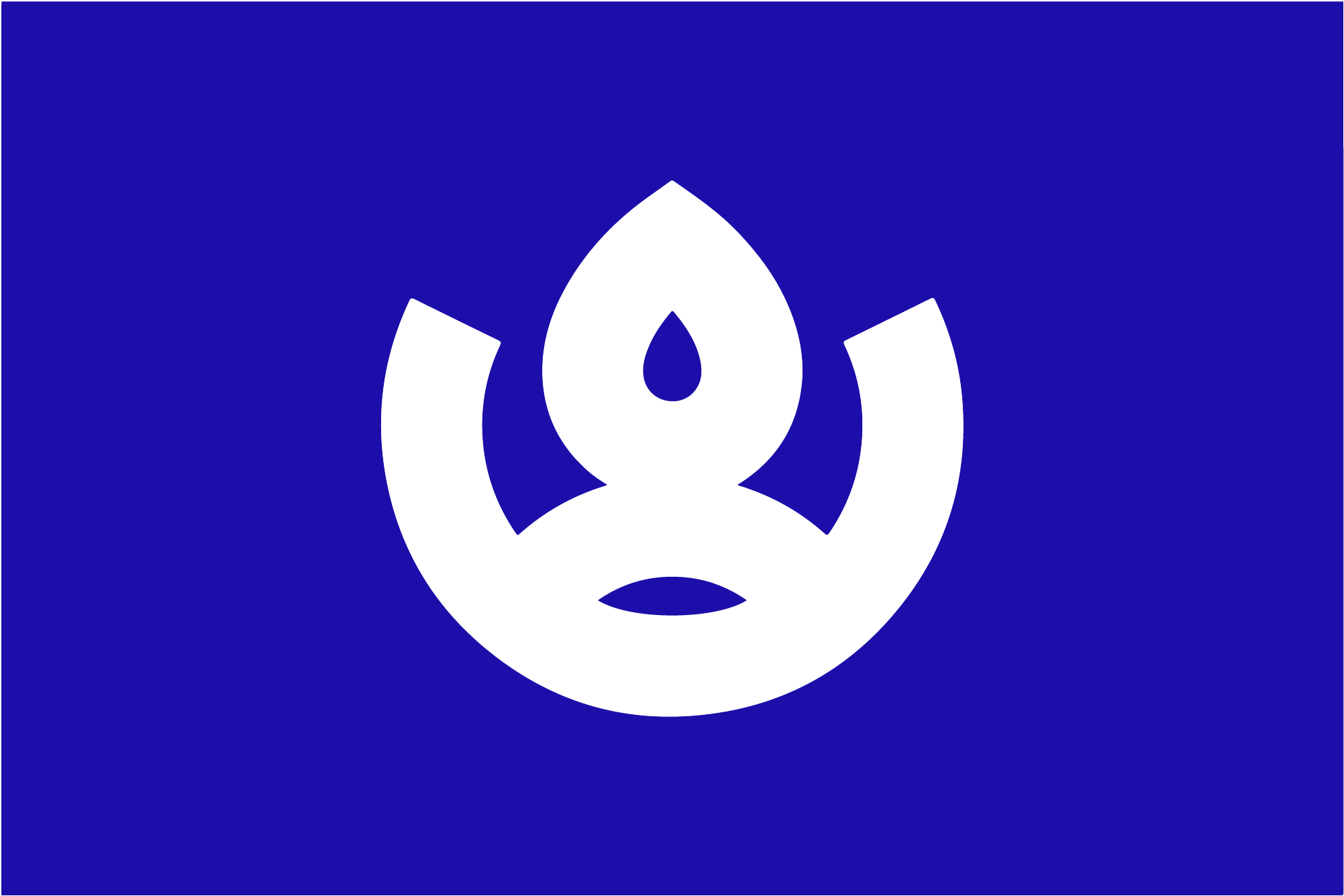 Aoyama Drapeau représentant de façon stylisée le kanji 山 Yama, sous fond bleu "Ao".