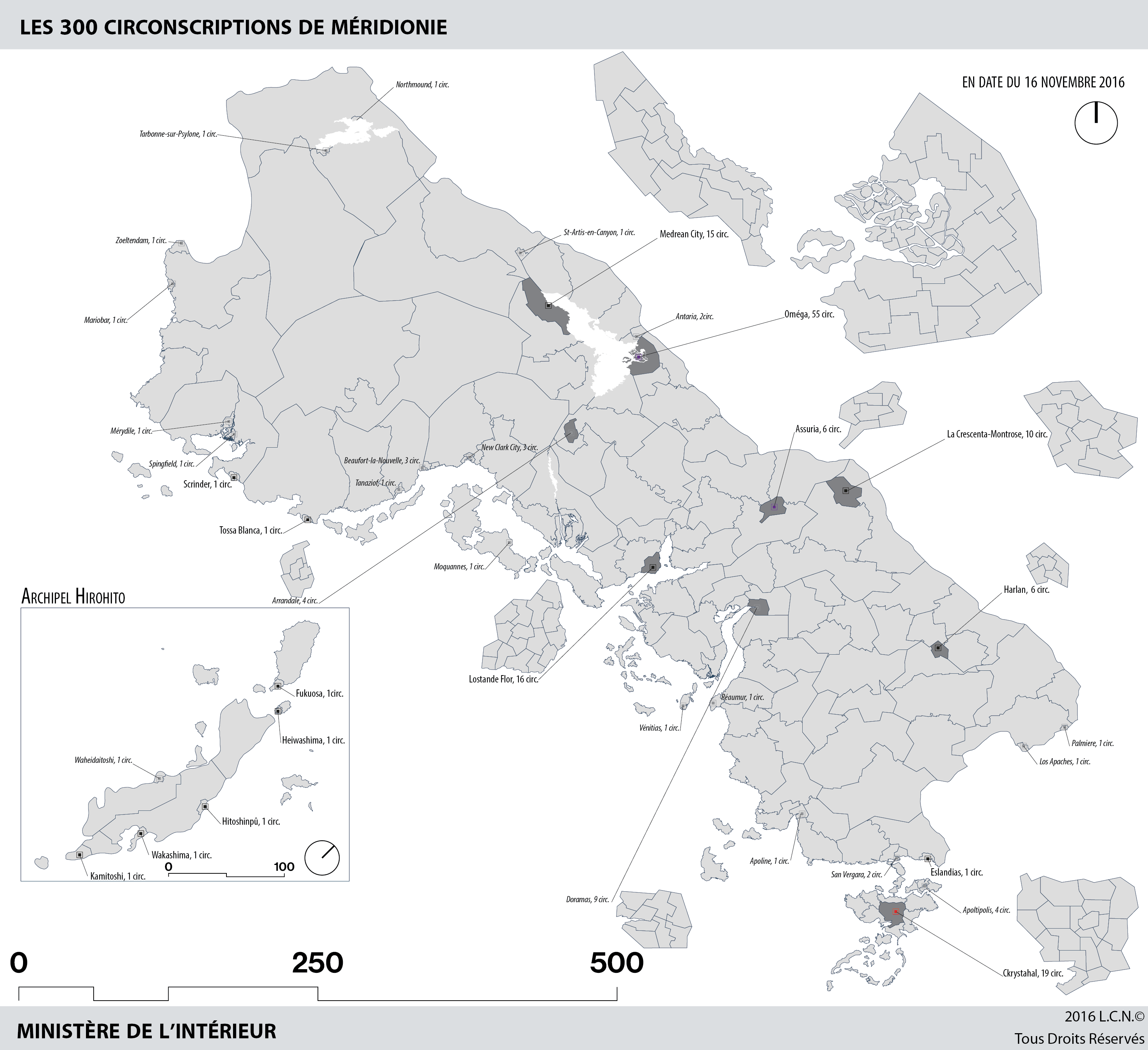 Les 300 circonscriptions le 16 novembre 2016