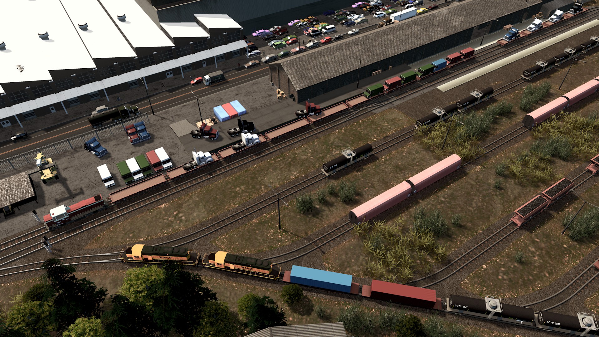 Chargement des camions sur train