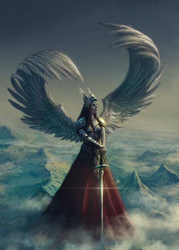 représentation d'une déesse de la mythologie nordique.