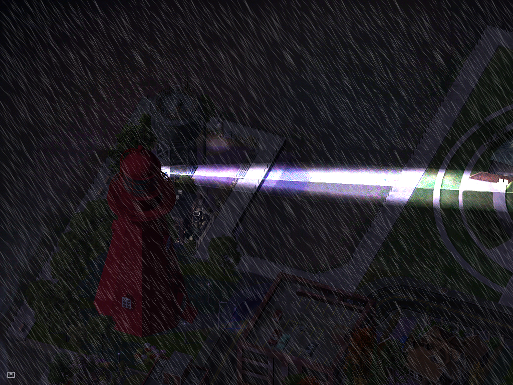 Phare rouge des Charentais sous la pluie.