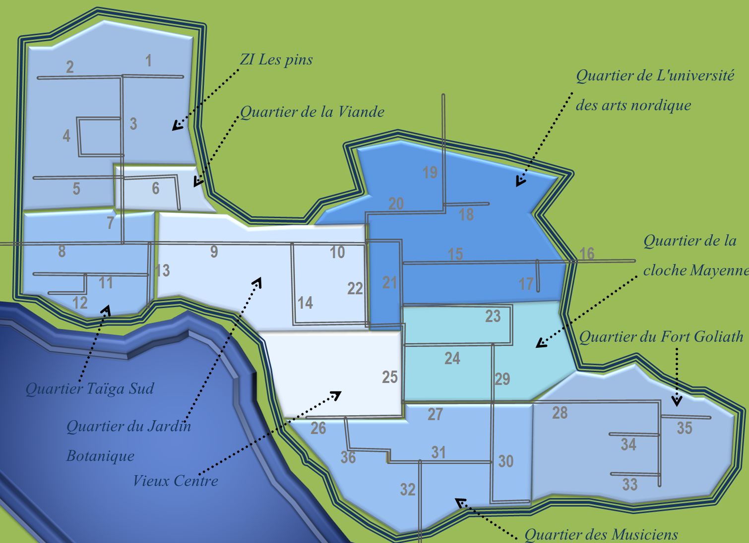Quartiers et rues de Goliaski