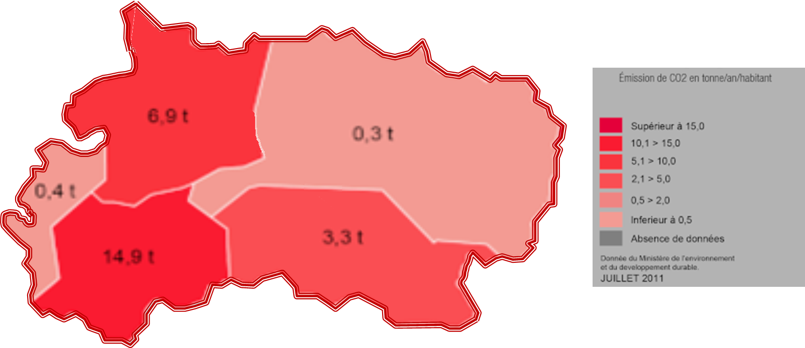 Carte émission de co2 du Thoulak