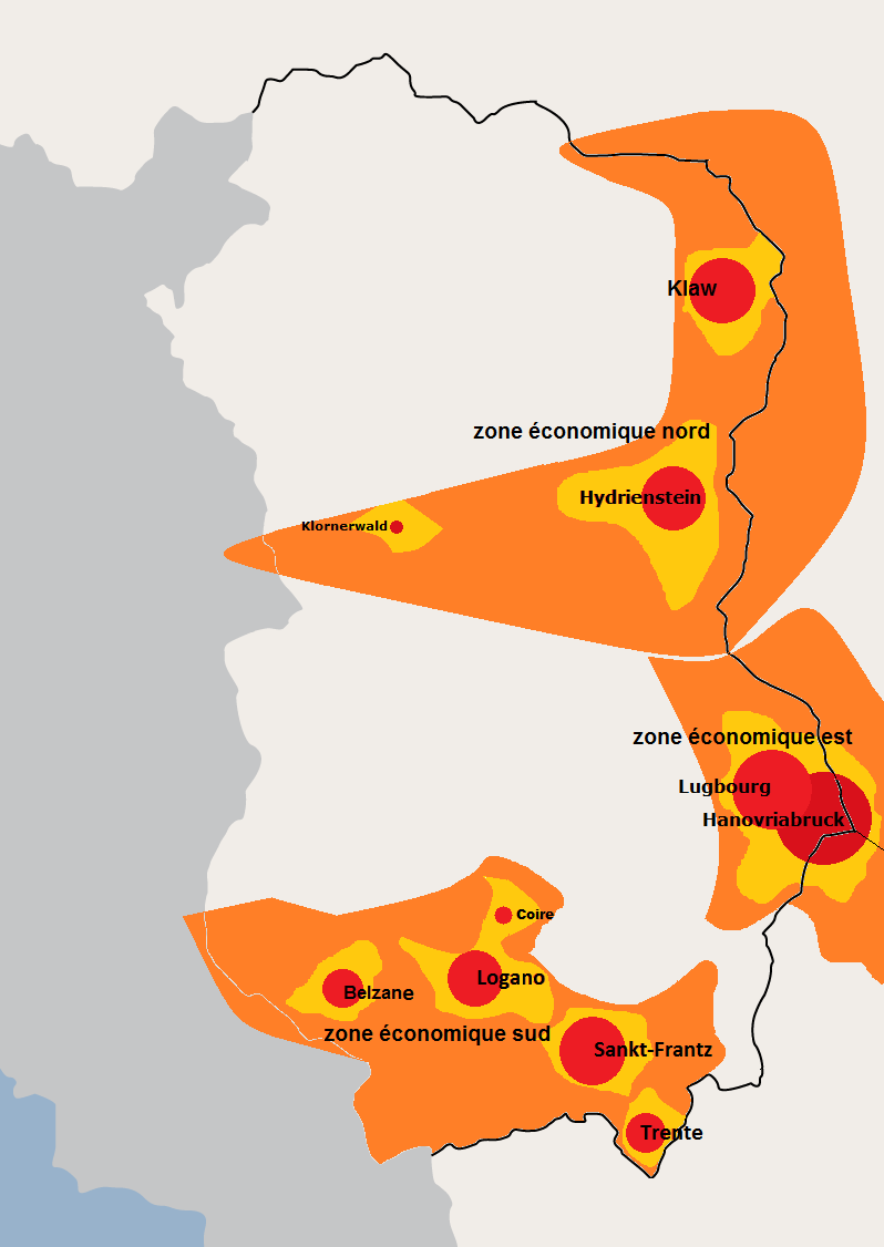 Aires urbaines de Whamphalie et influences, Klaw est dans la zone économique nord.