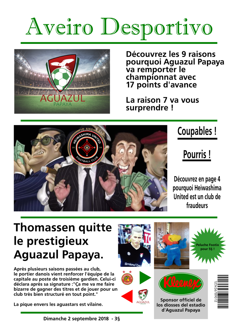 Une du journal "Aveiro Desportivo"