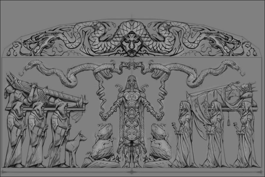représentation d'une crypte d'un temple mayen.