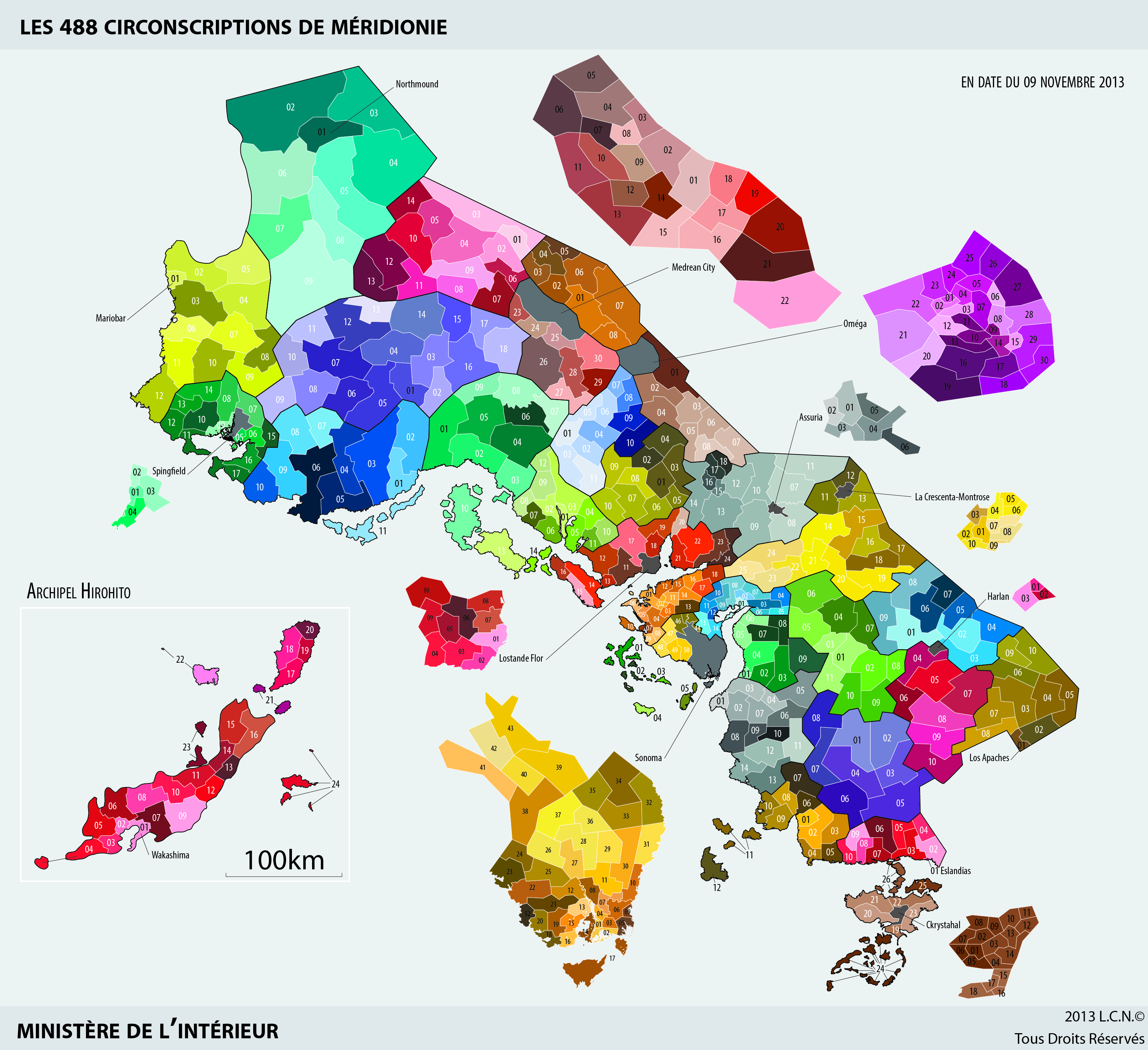 Les 488 circonscriptions le 09 novembre 2013