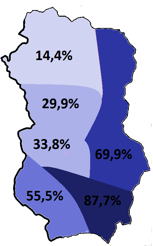 Part de la population active travaillant dans le secteur des services et du commerce