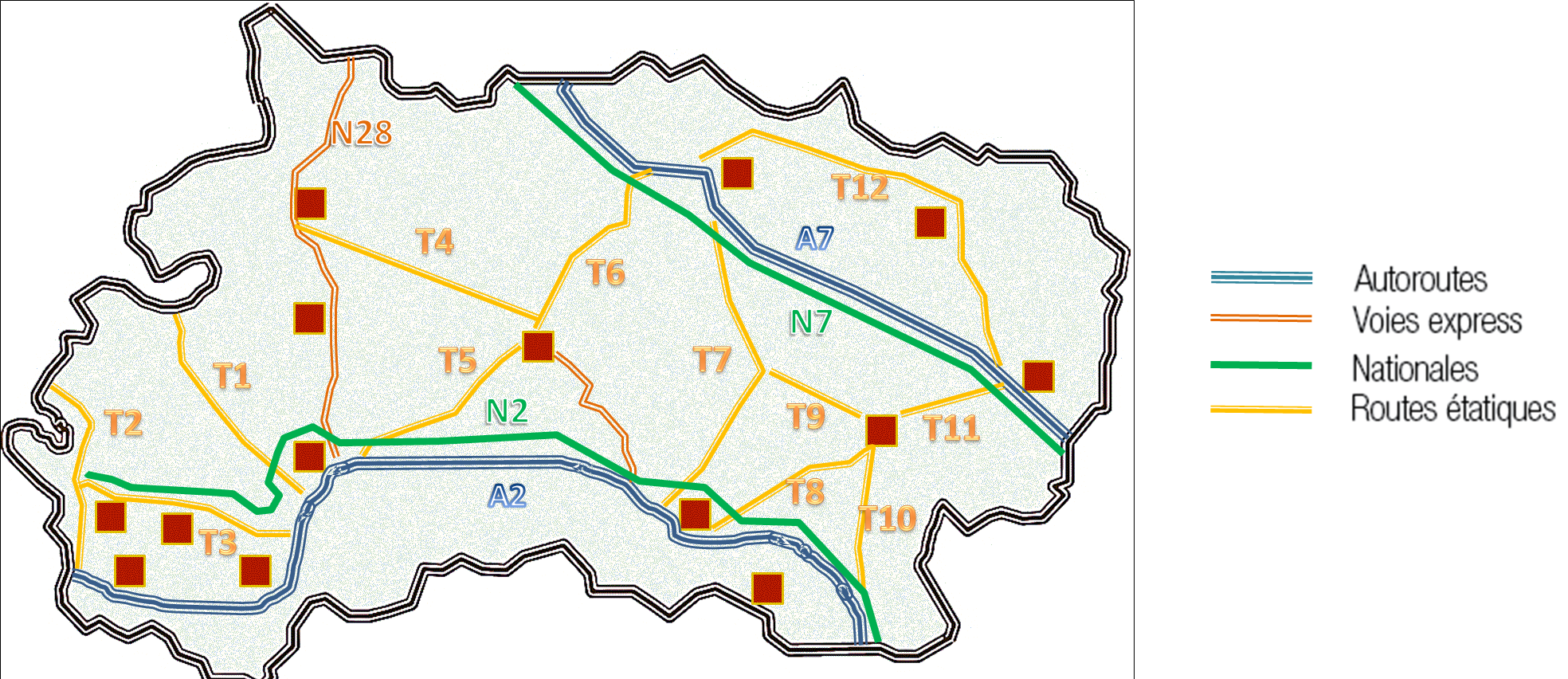 Carte des routes du Thoulak